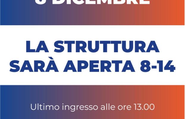 8 Dicembre: orario di apertura